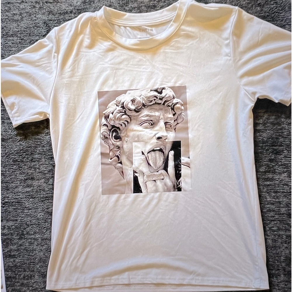 White Graphic T